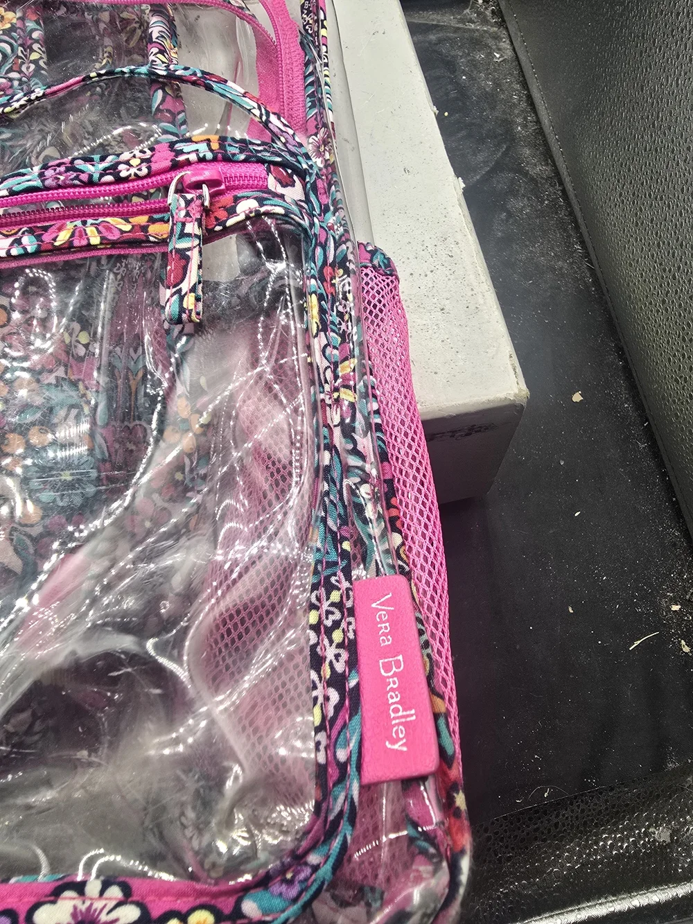 Vera Bradley Clear Backpack with Hot Pink Floral Trim